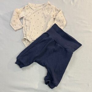 H&M - Organic Cotton Organic Cotton Cream/Navy 2-piece outfit